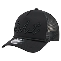 Casquette camionneur ajustable New Era noire City Initial 9FORTY A-Frame M-Crown pour homme avec logo Baltimore Orioles