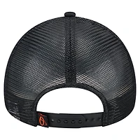 Casquette camionneur ajustable New Era 9FORTY A-Frame noire à effet usé pour homme des Orioles de Baltimore