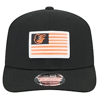 Casquette extensible à bouton-pression New Era noire avec drapeau des Orioles de Baltimore 9SEVENTY pour homme