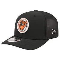 Casquette ajustable New Era noire pour homme avec écusson floral des Orioles de Baltimore (modèle 9SEVENTY).