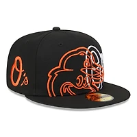 Men's New Era Black Baltimore Orioles Game Day Overlap 59FIFTY Fitted Hat