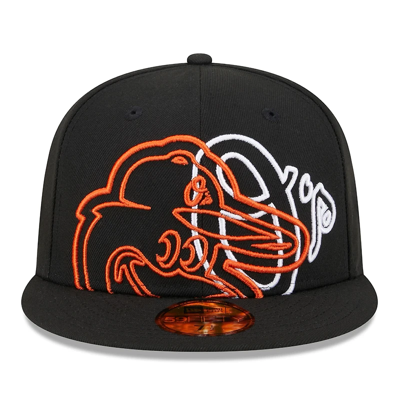 Men's New Era Black Baltimore Orioles Game Day Overlap 59FIFTY Fitted Hat