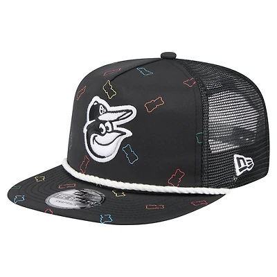 Men's New Era  Black Baltimore Orioles Gummy Golfer Trucker Adjustable Hat