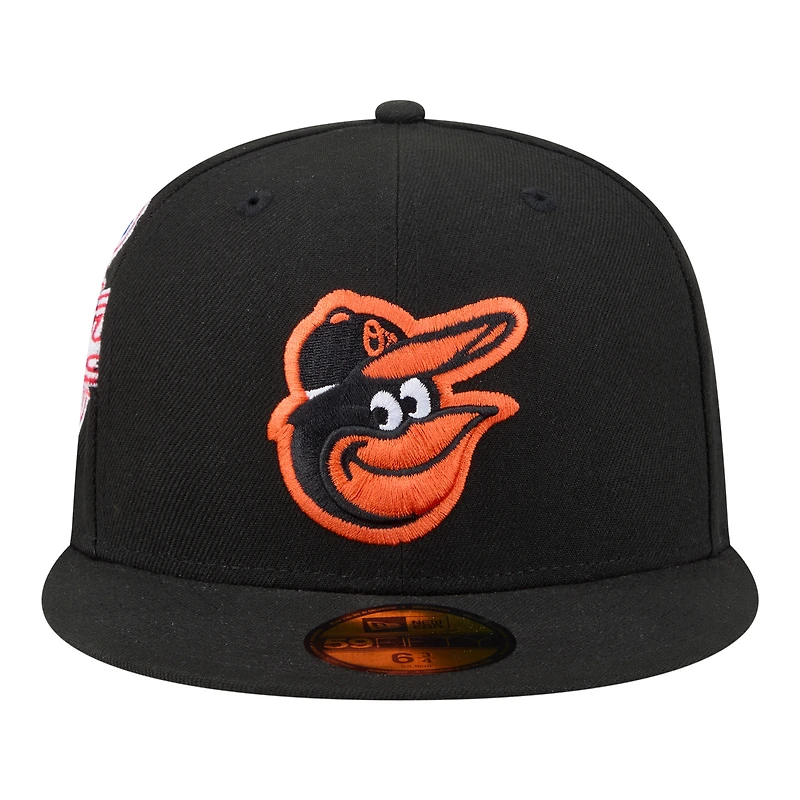 Men's New Era Black Baltimore Orioles Hidden Hit 59FIFTY Fitted Hat