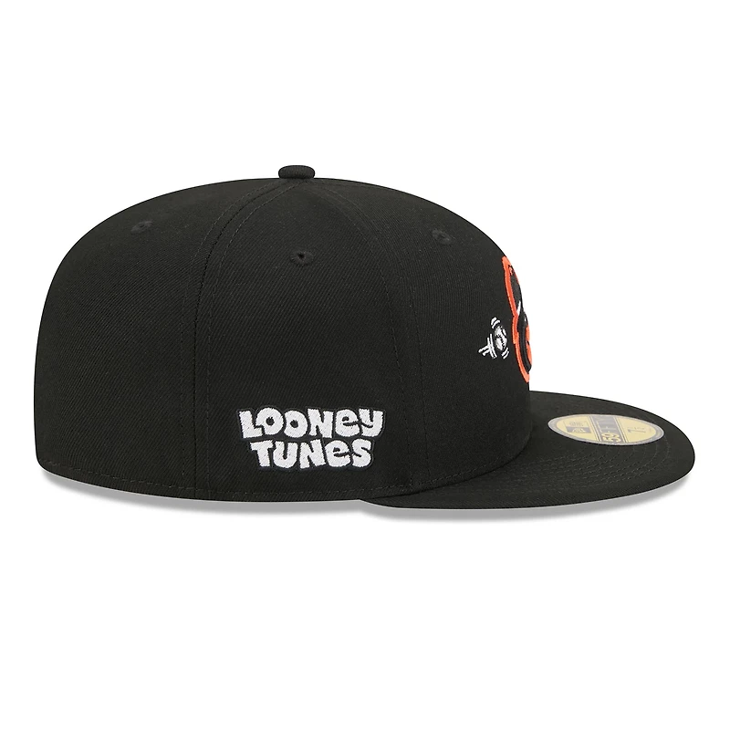 Casquette ajustée New Era 59FIFTY noire pour homme, motif Bugs Bunny et Looney Tunes des Orioles de Baltimore