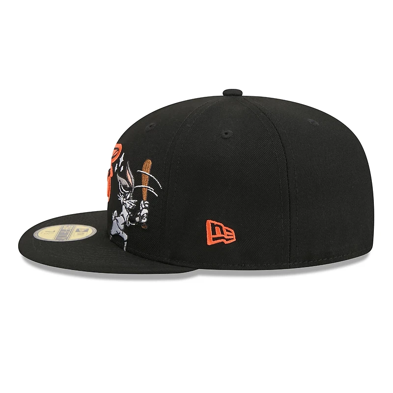 Casquette ajustée New Era 59FIFTY noire pour homme, motif Bugs Bunny et Looney Tunes des Orioles de Baltimore
