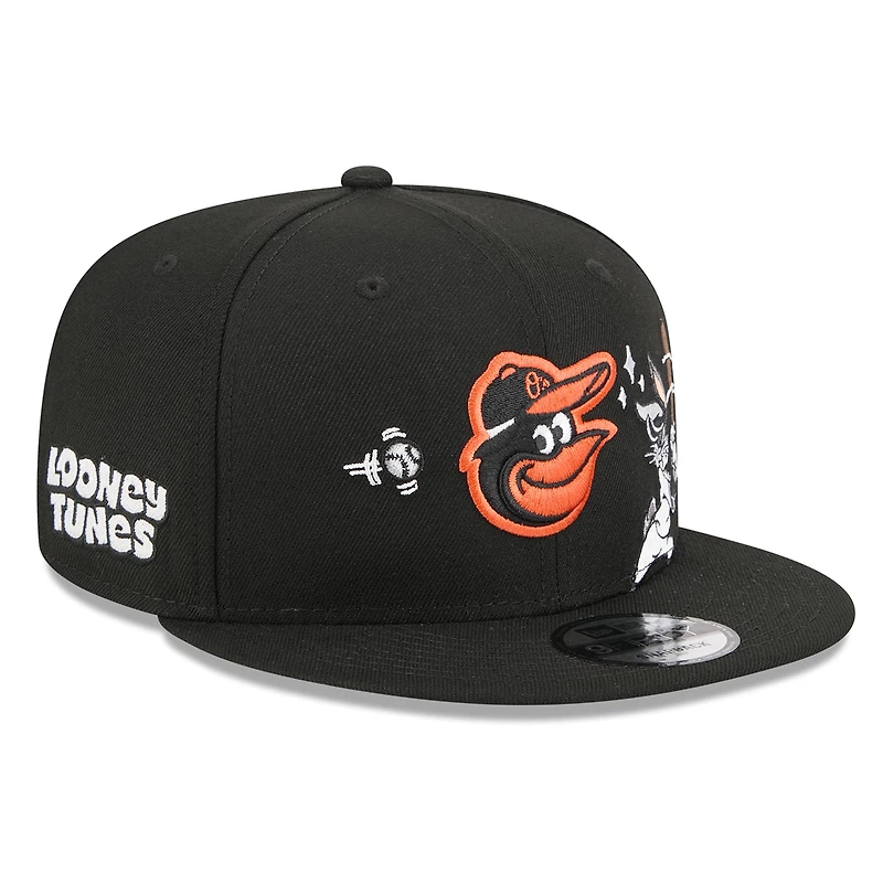 Men's New Era Black Baltimore Orioles Looney Tunes Bugs Bunny 9FIFTY Snapback Hat