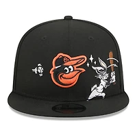 Casquette snapback New Era 9FIFTY noire pour homme, motif Bugs Bunny et Looney Tunes des Orioles de Baltimore
