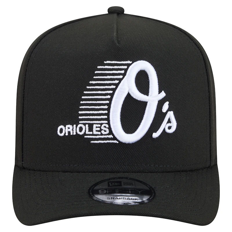 Casquette snapback New Era Motion A-Frame 9FIFTY noire pour homme, Baltimore Orioles