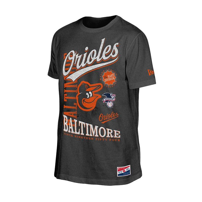 T-shirt oversize rétro vieilli New Era noir Baltimore Orioles pour homme