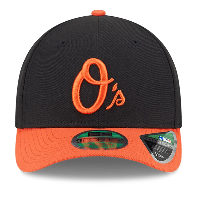 Casquette ajustable New Era noire Baltimore Orioles Player Replica 9FORTY pour homme