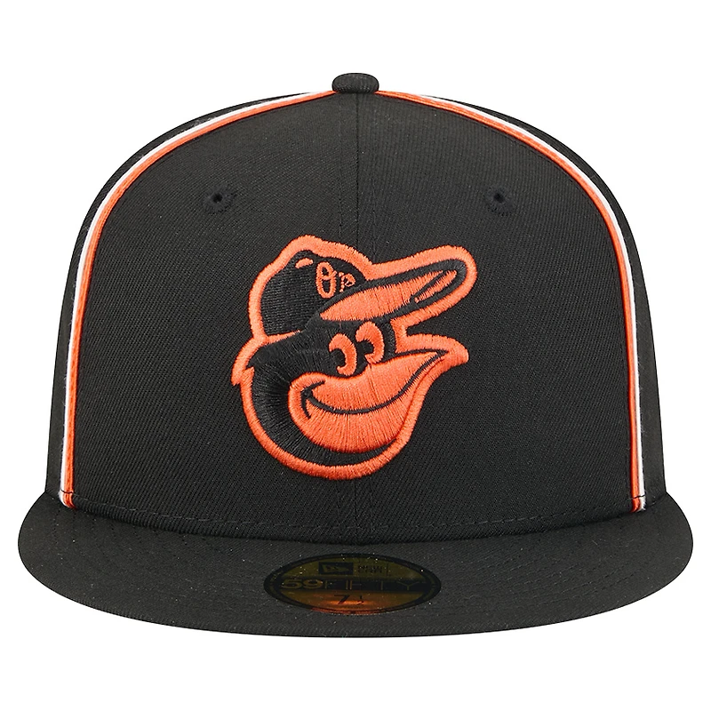 Casquette ajustée 59FIFTY Soutache noire des Baltimore Orioles de New Era pour homme