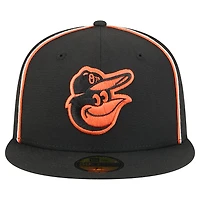 Casquette ajustée 59FIFTY Soutache noire des Baltimore Orioles de New Era pour homme