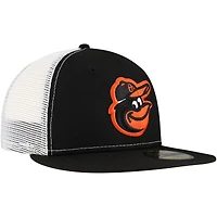 Casquette ajustée de camionneur 59FIFTY noire couleur l'équipe des Orioles Baltimore New Era pour hommes