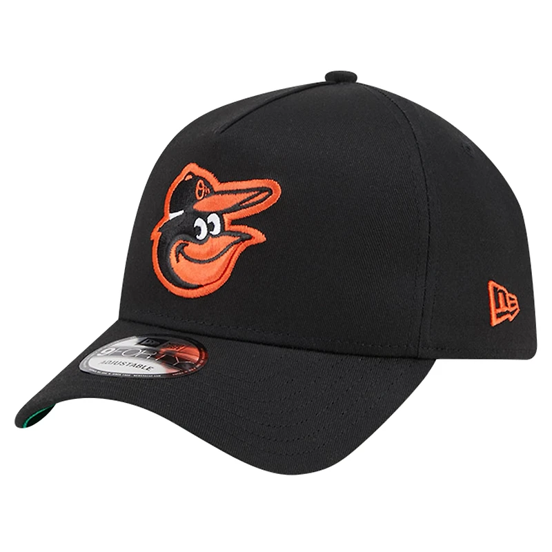 Casquette ajustable 9FORTY couleur équipe A-Frame New Era pour hommes, noire, Baltimore Orioles