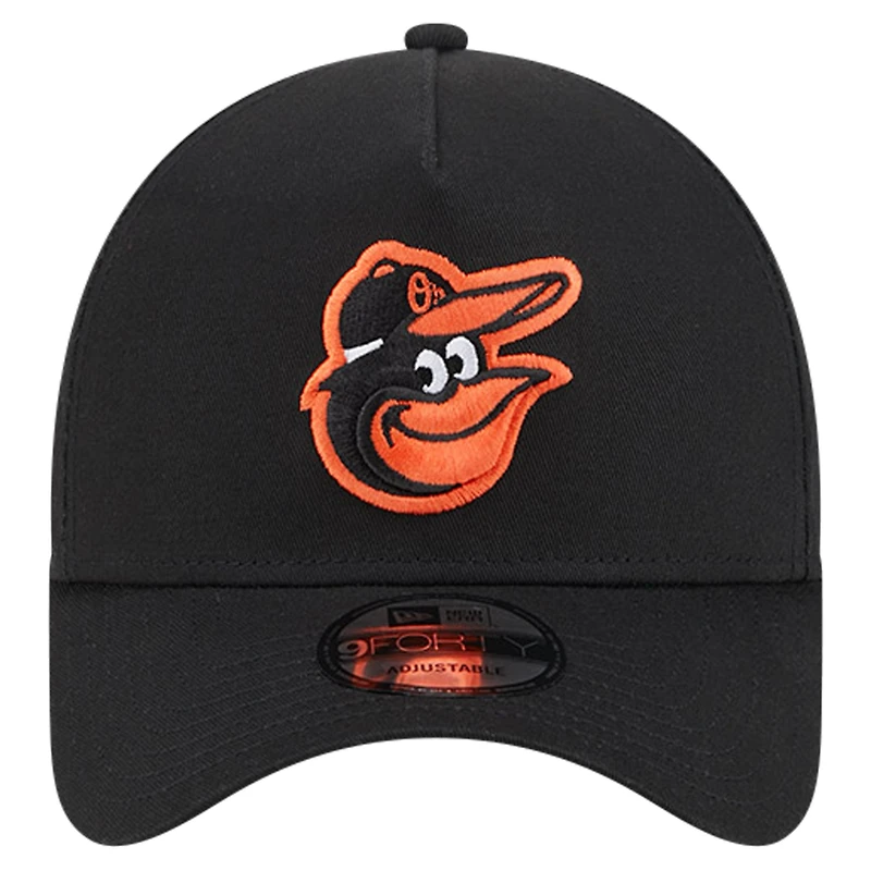 Casquette ajustable 9FORTY couleur équipe A-Frame New Era pour hommes, noire, Baltimore Orioles