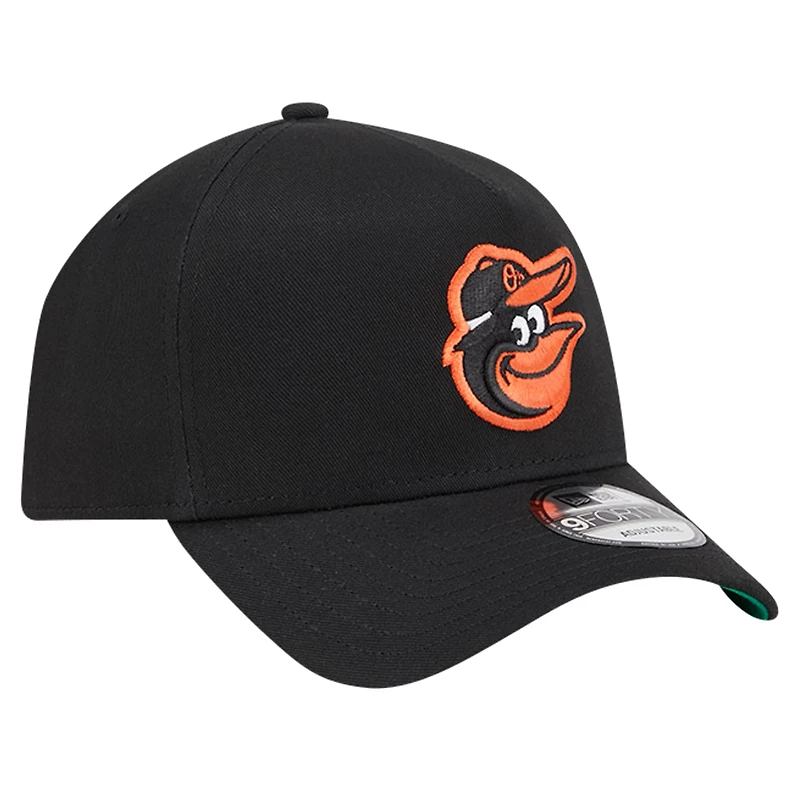 Casquette ajustable 9FORTY couleur équipe A-Frame New Era pour hommes, noire, Baltimore Orioles