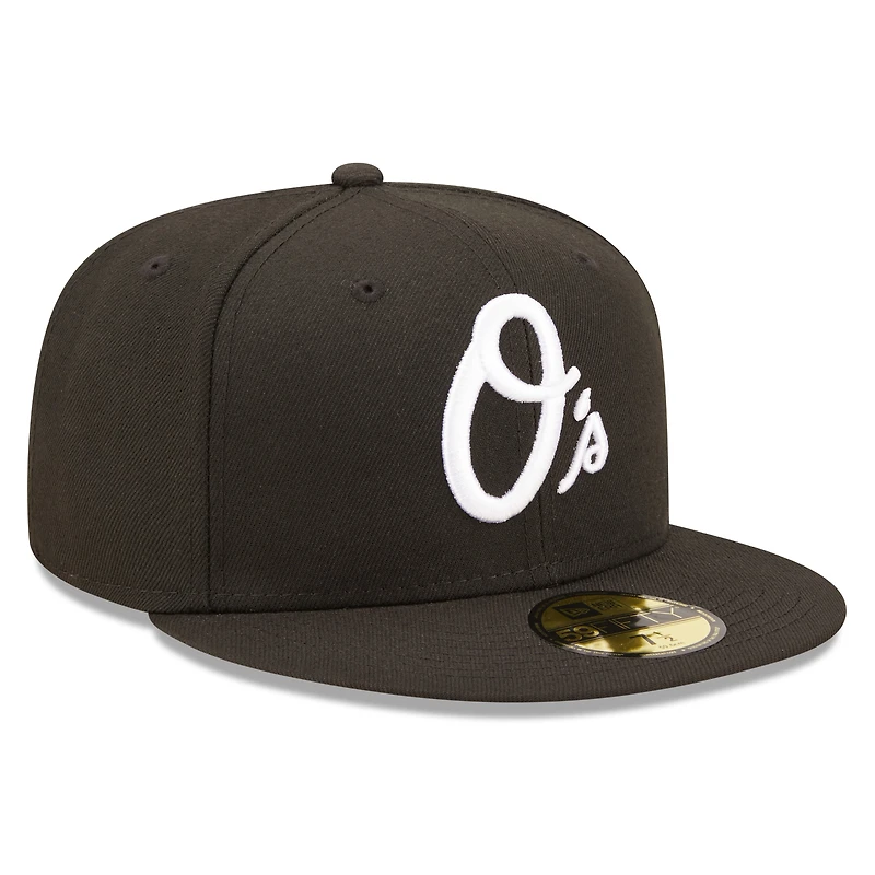 Men's New Era Black Baltimore Orioles Team Logo 59FIFTY Fitted Hat