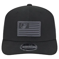 Casquette ajustable extensible à boutons-pression New Era 9SEVENTY pour homme, motif drapeau ton sur ton, Baltimore Orioles, noir