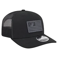 Casquette ajustable extensible à boutons-pression New Era 9SEVENTY pour homme, motif drapeau ton sur ton, Baltimore Orioles, noir