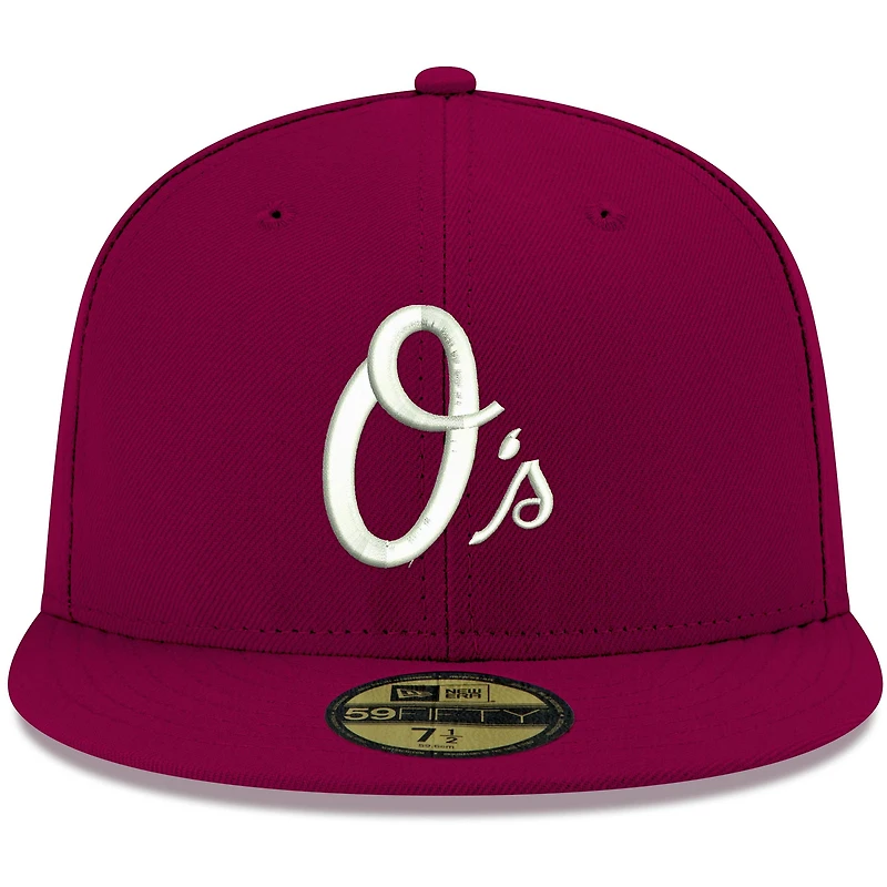 Casquette ajustée 59FIFTY Cardinal Baltimore Orioles Logo New Era pour homme, blanche