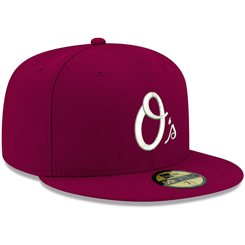 Casquette ajustée 59FIFTY Cardinal Baltimore Orioles Logo New Era pour homme, blanche