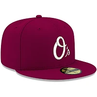 Casquette ajustée 59FIFTY Cardinal Baltimore Orioles Logo New Era pour homme, blanche
