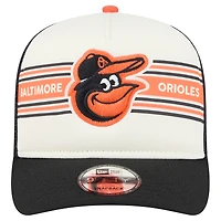 Casquette snapback New Era 9FIFTY Trucker crème/noire pour homme, motif Baltimore Orioles Banner