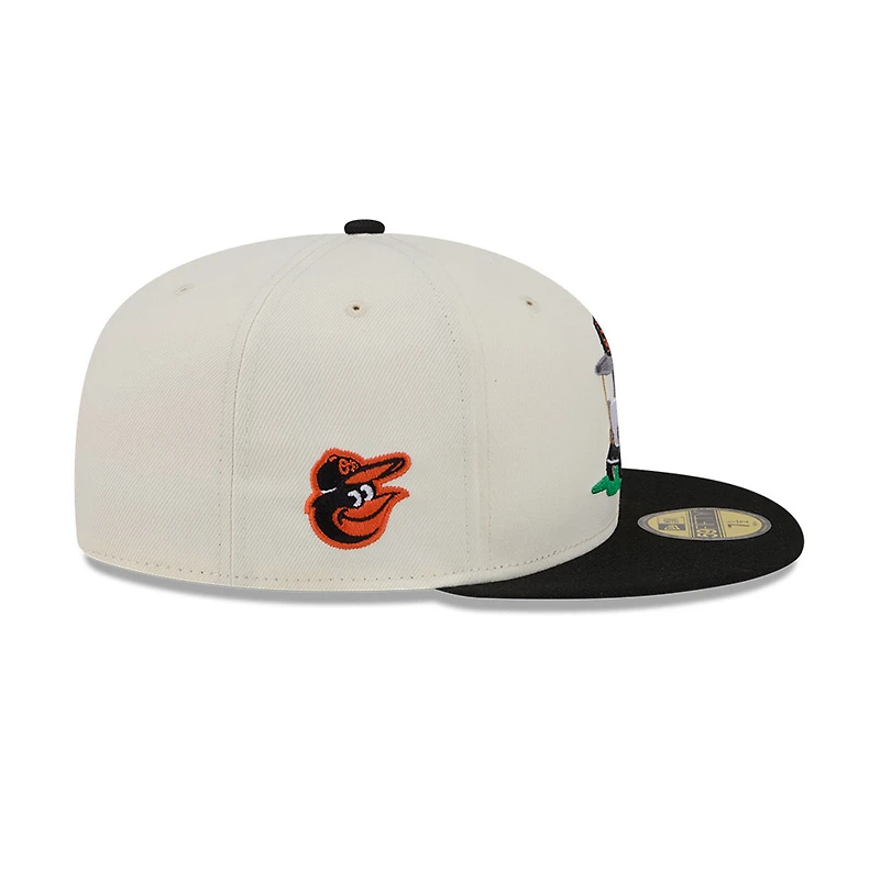 Men's New Era  Cream/Black Baltimore Orioles Bullpen Cart 59FIFTY Fitted Hat