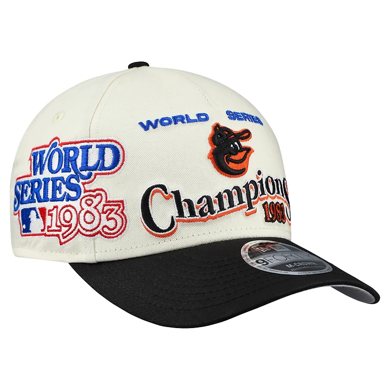 Men's New Era  Cream/Black Baltimore Orioles World Series 9FORTY M-Crown A-Frame Adjustable Hat