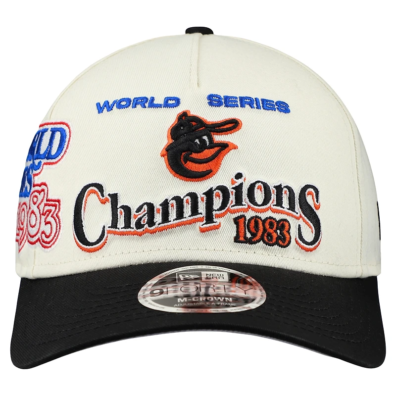 Men's New Era  Cream/Black Baltimore Orioles World Series 9FORTY M-Crown A-Frame Adjustable Hat