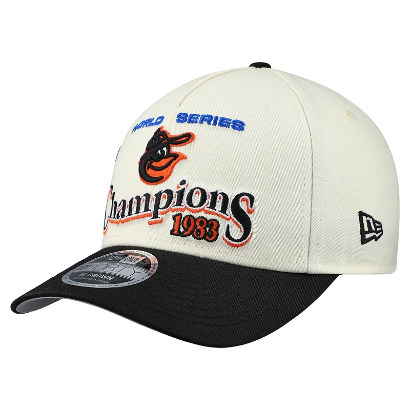 Men's New Era  Cream/Black Baltimore Orioles World Series 9FORTY M-Crown A-Frame Adjustable Hat