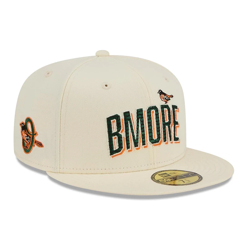 Casquette ajustée New Era City Connect 59FIFTY crème pour homme, Baltimore Orioles 2026