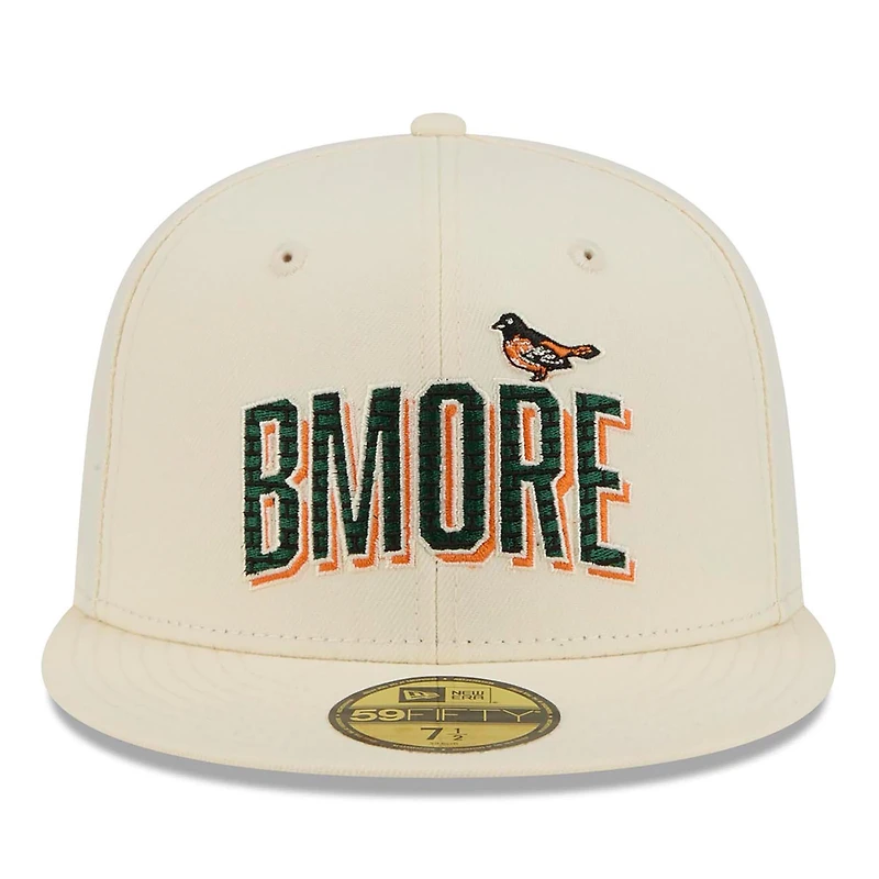 Casquette ajustée New Era City Connect 59FIFTY crème pour homme, Baltimore Orioles 2026