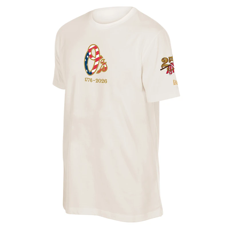 Men's New Era Cream Baltimore Orioles 250th Fourth of July T-Shirt