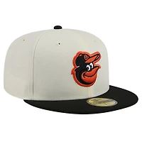 Casquette ajustée New Era Chrome 59FIFTY pour homme, couleur crème, Baltimore Orioles