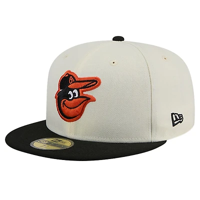 Casquette ajustée New Era Chrome 59FIFTY pour homme, couleur crème, Baltimore Orioles