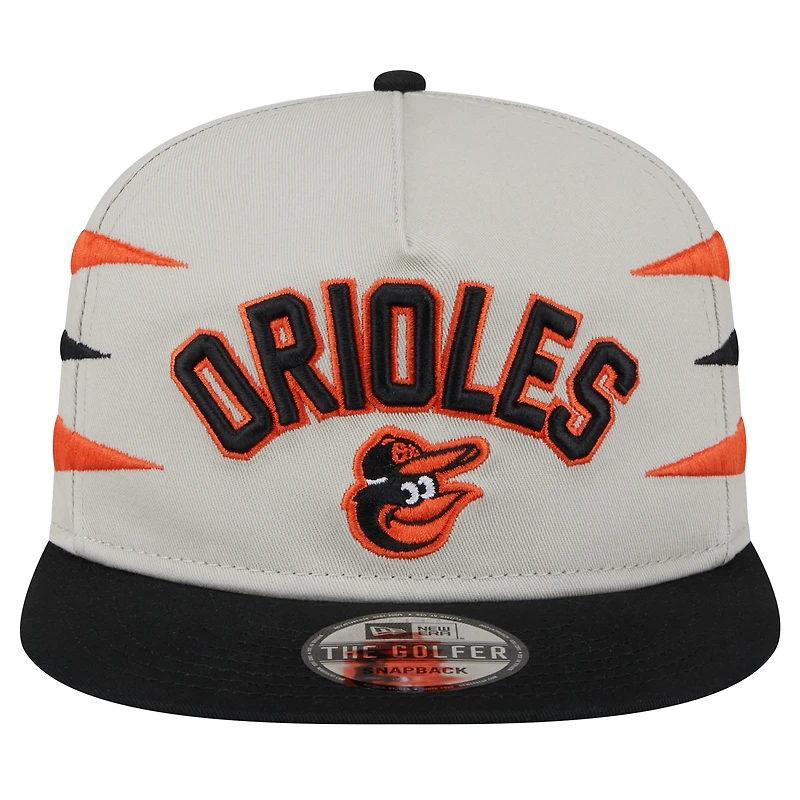 Casquette Snapback Iron Golfer Baltimore Orioles de New Era pour homme, couleur crème
