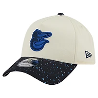 Men's New Era  Cream Baltimore Orioles Speckle A-Frame 9FORTY Adjustable Hat