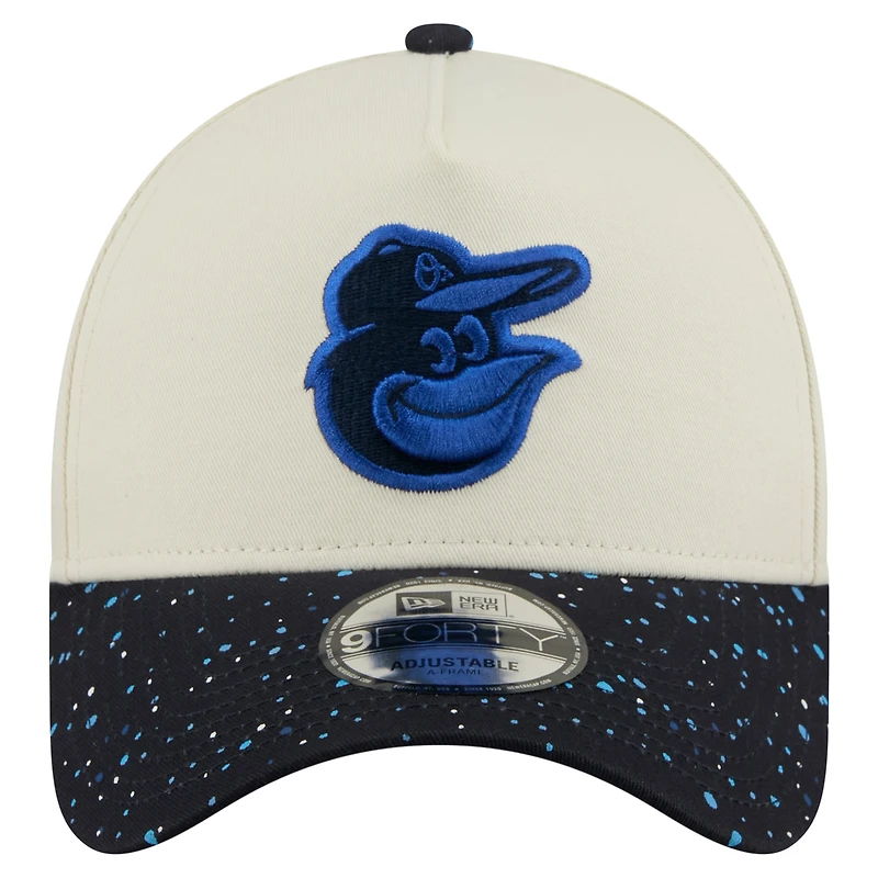 Casquette ajustable New Era 9FORTY crème pour homme des Baltimore Orioles Speckle A-Frame