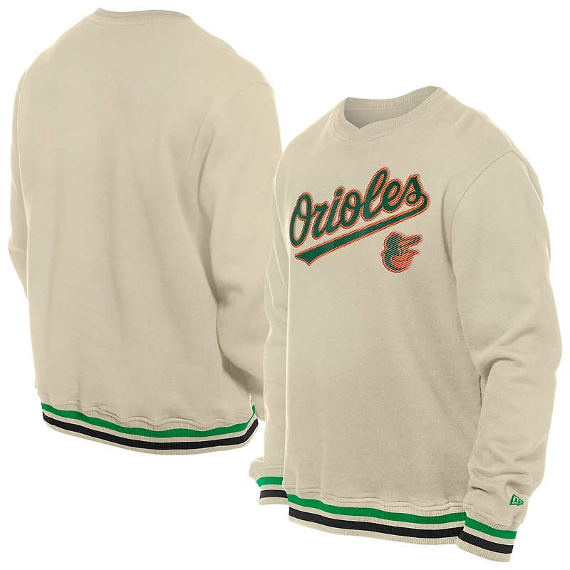 Sweat-shirt à capuche en sergé crème Baltimore Orioles pour homme New Era