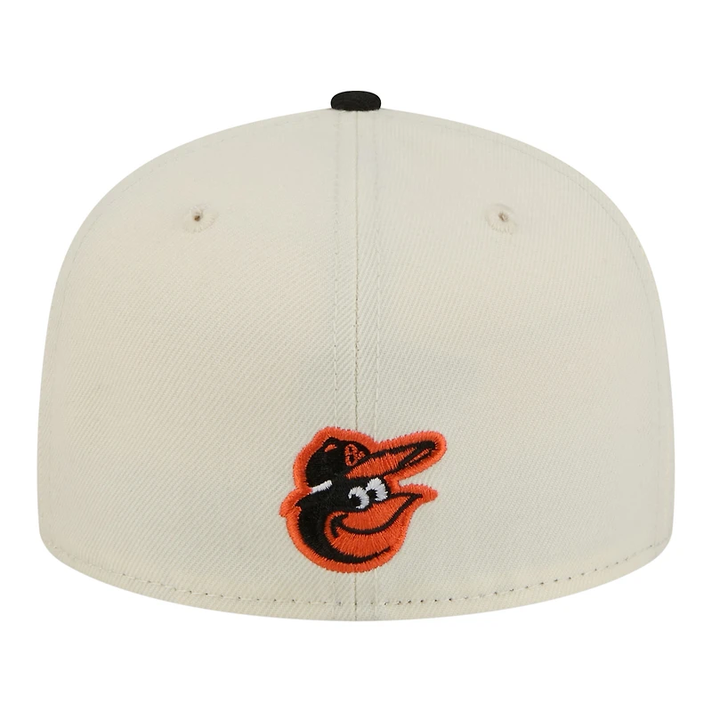 Men's New Era  Cream Baltimore Orioles Two-Tone Stitch 59FIFTY Fitted Hat
