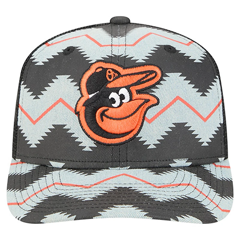 Casquette ajustable New Era 9SEVENTY en denim/noir pour homme des Baltimore Orioles Aztec Denim
