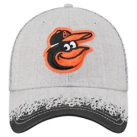 Men's New Era Gray Baltimore Orioles Visor Paint Splatter 39THIRTY Flex Hat