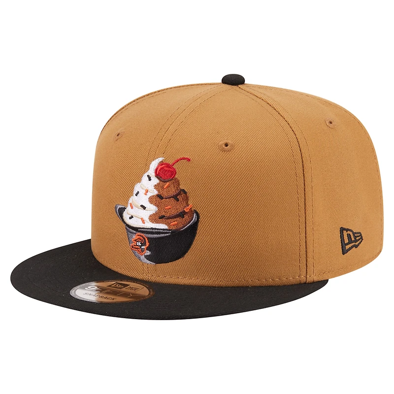 Men's New Era Khaki/Black Baltimore Orioles Ice Cream 9FIFTY Snapback Hat