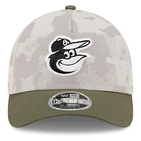 Men's New Era Light Beige/Olive Baltimore Orioles 2025 Armed Forces Day 9FORTY M-Crown A-Frame Adjustable Hat
