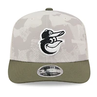 Men's New Era Light Beige/Olive Baltimore Orioles 2025 Armed Forces Day 9SEVENTY Stretch-Snap Hat