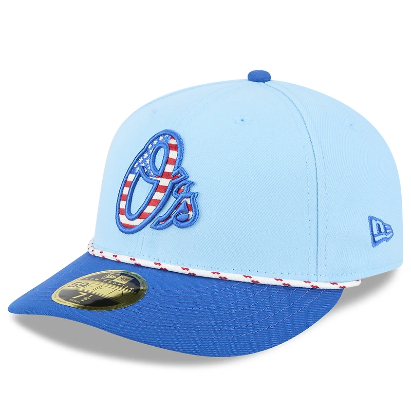 Casquette ajustée 59FIFTY bleu clair/bleu pour homme New Era Baltimore Orioles 2025 Fourth of July