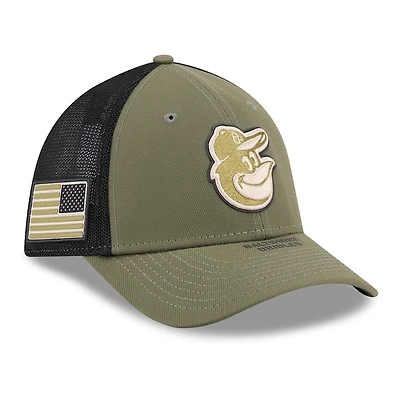 Men's New Era Olive Baltimore Orioles 2026 Armed Forces Day 39THIRTY M-Crown Flex Hat