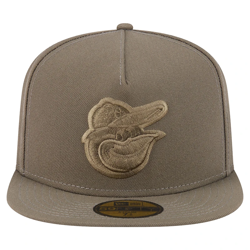 Casquette ajustée A-Frame 59FIFTY olive Baltimore Orioles pour homme New Era